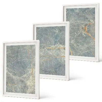 Three-piece decorative wall art green marble stone print