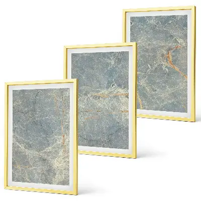 Three-piece decorative wall art green marble stone print