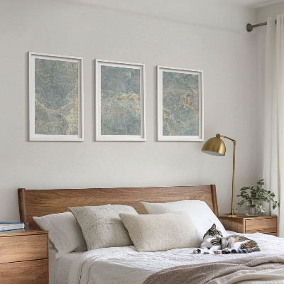 Three-piece wall art piece Green marble decorative stone