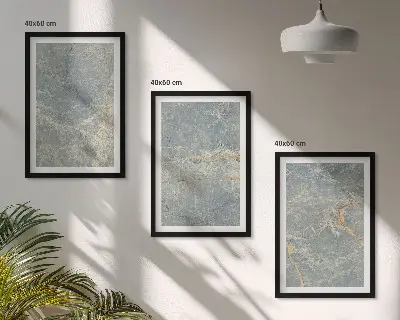 Three-piece decorative wall art green marble stone print