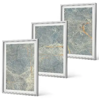 Three-piece decorative wall art green marble stone print