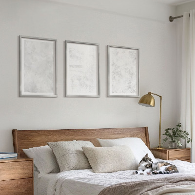 Set of 3 framed wall art pieces White spots minimalist background