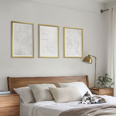 Set of 3 framed wall art pieces White spots minimalist background