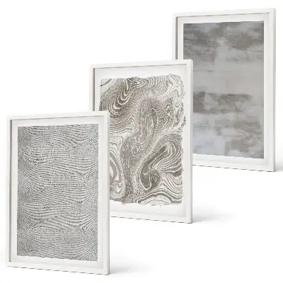 Three-piece wall art set with industrial abstract patterns