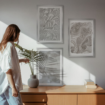 Three-piece wall art piece Industrial abstract patterns
