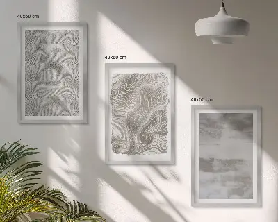 Three-piece wall art set with industrial abstract patterns