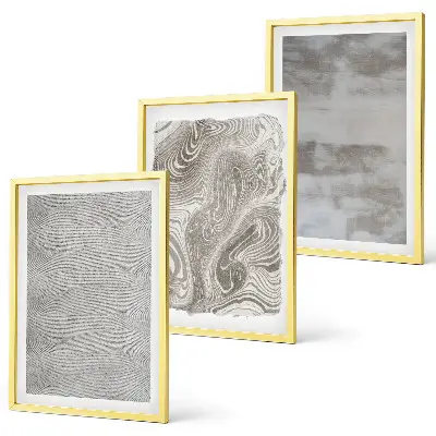 Three-piece wall art set with industrial abstract patterns