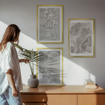 Three-piece wall art piece Industrial abstract patterns