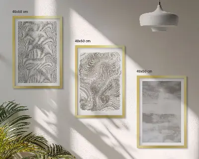 Three-piece wall art set with industrial abstract patterns
