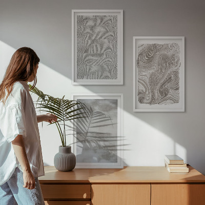 Three-piece wall art piece Industrial abstract patterns