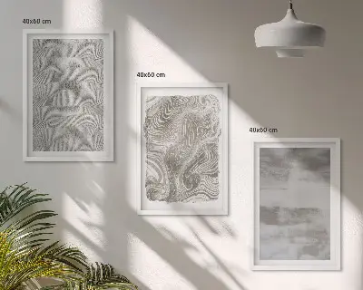 Three-piece wall art set with industrial abstract patterns