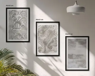 Three-piece wall art set with industrial abstract patterns