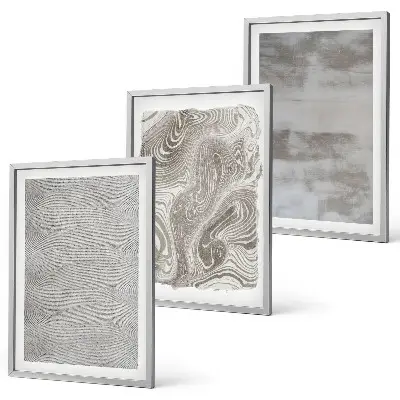 Three-piece wall art set with industrial abstract patterns