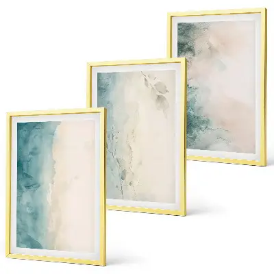 Watercolor minimalist canvas wall art set of 3 framed pieces