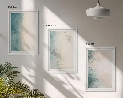Watercolor minimalist canvas wall art set of 3 framed pieces