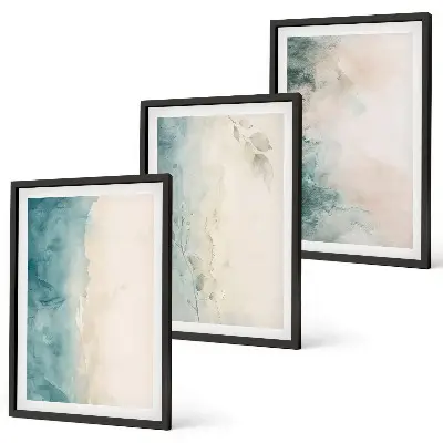 Watercolor minimalist canvas wall art set of 3 framed pieces