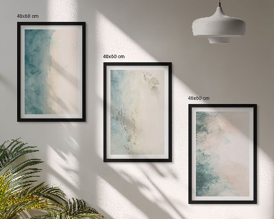 Set of 3 framed wall art pieces Watercolor canvas minimalism