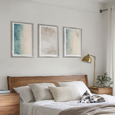 Three-piece wall art piece Subtle watercolor textures