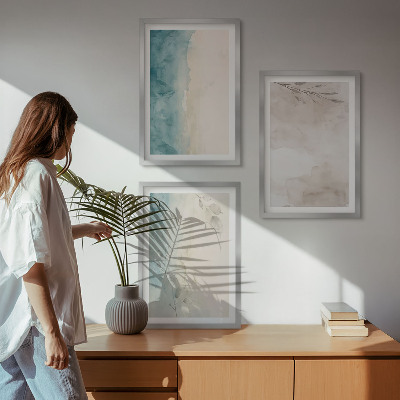 Three-piece wall art piece Subtle watercolor textures