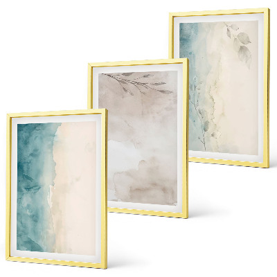 Three-piece wall art piece Subtle watercolor textures