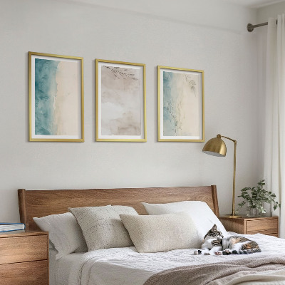 Three-piece wall art piece Subtle watercolor textures