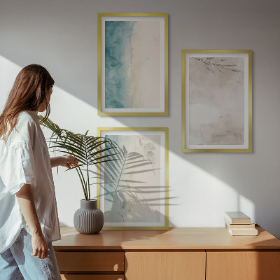 Three-piece wall art piece Subtle watercolor textures
