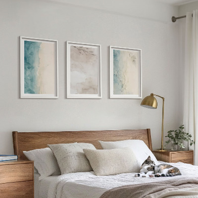 Three-piece wall art piece Subtle watercolor textures