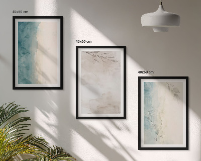 Three-piece wall art piece Subtle watercolor textures