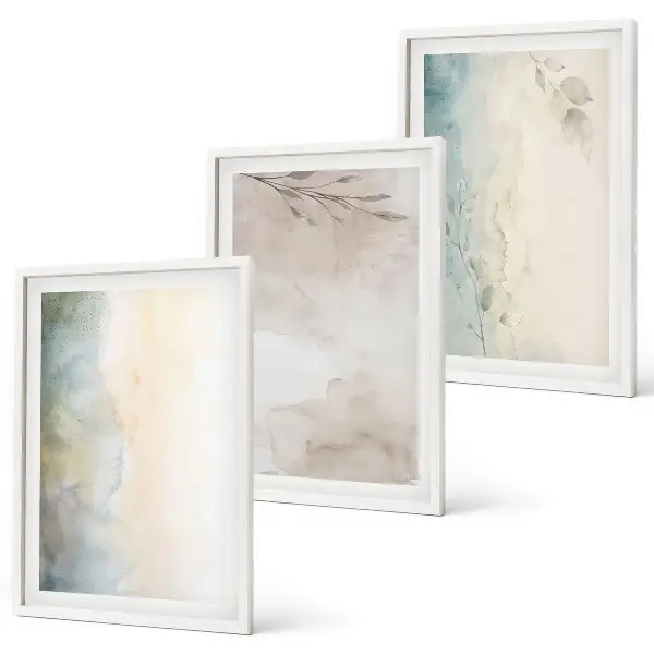 Set of 3 framed wall art pieces delicate watercolor decorative cardboards