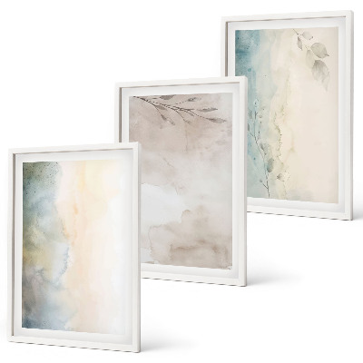 Set of 3 framed wall art pieces Delicate watercolor cardboards