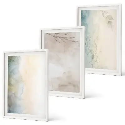 Set of 3 framed wall art pieces delicate watercolor decorative cardboards