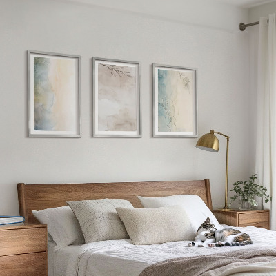 Set of 3 framed wall art pieces Delicate watercolor cardboards