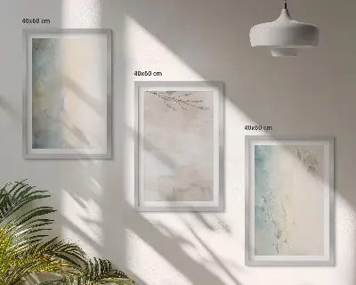 Set of 3 framed wall art pieces delicate watercolor decorative cardboards