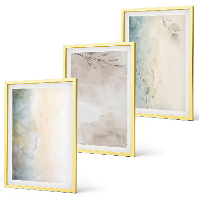 Set of 3 framed wall art pieces Delicate watercolor cardboards