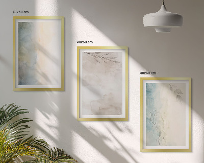 Set of 3 framed wall art pieces Delicate watercolor cardboards