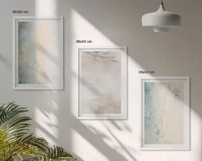 Set of 3 framed wall art pieces delicate watercolor decorative cardboards