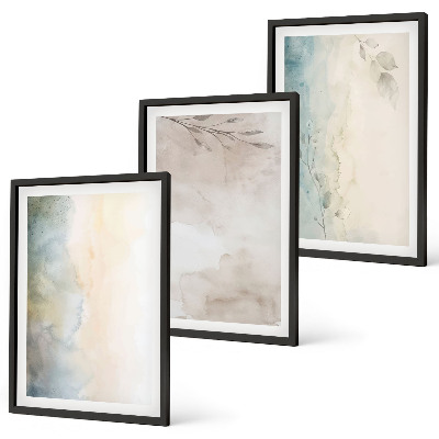 Set of 3 framed wall art pieces Delicate watercolor cardboards