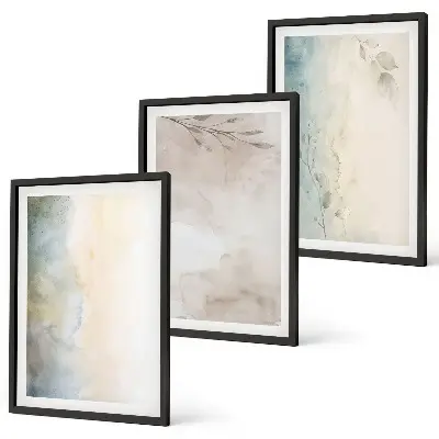 Set of 3 framed wall art pieces delicate watercolor decorative cardboards