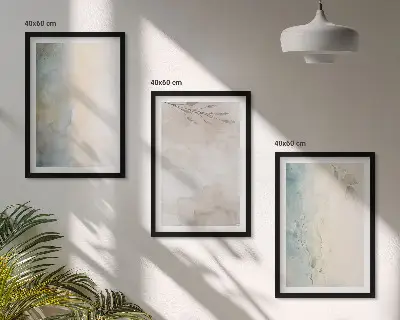 Set of 3 framed wall art pieces delicate watercolor decorative cardboards