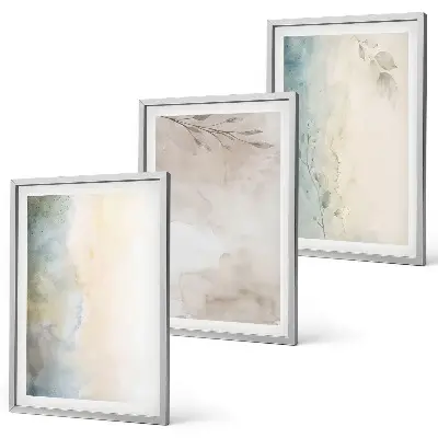 Set of 3 framed wall art pieces delicate watercolor decorative cardboards
