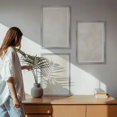 Three-piece wall art set bright textured paint design