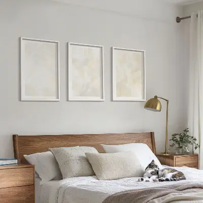Three-piece wall art set bright textured paint design