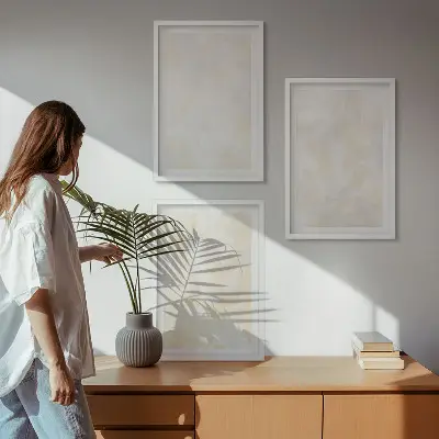 Three-piece wall art set bright textured paint design
