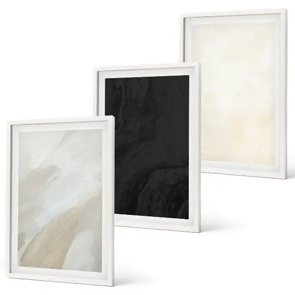 Set of 3 framed wall art pieces minimalist structures in shades