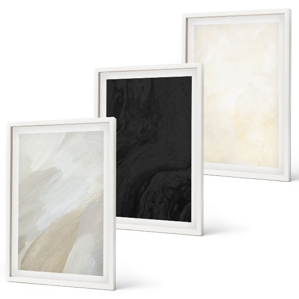 Set of 3 framed wall art pieces Structures shades minimalism