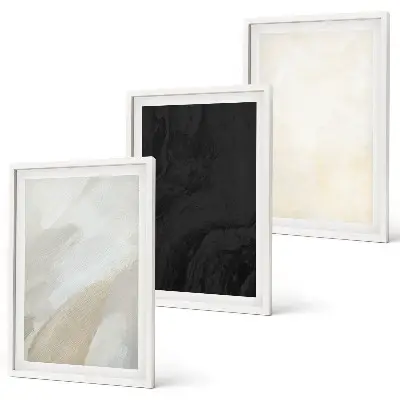 Set of 3 framed wall art pieces minimalist structures in shades