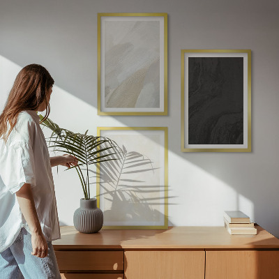 Set of 3 framed wall art pieces Structures shades minimalism