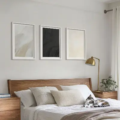 Set of 3 framed wall art pieces minimalist structures in shades