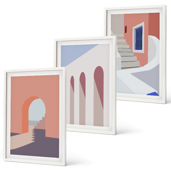 Wall art set Minimalist architectural illustrations