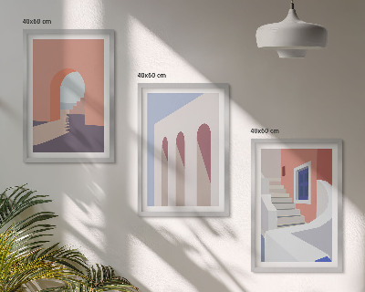 Wall art set Minimalist architectural illustrations